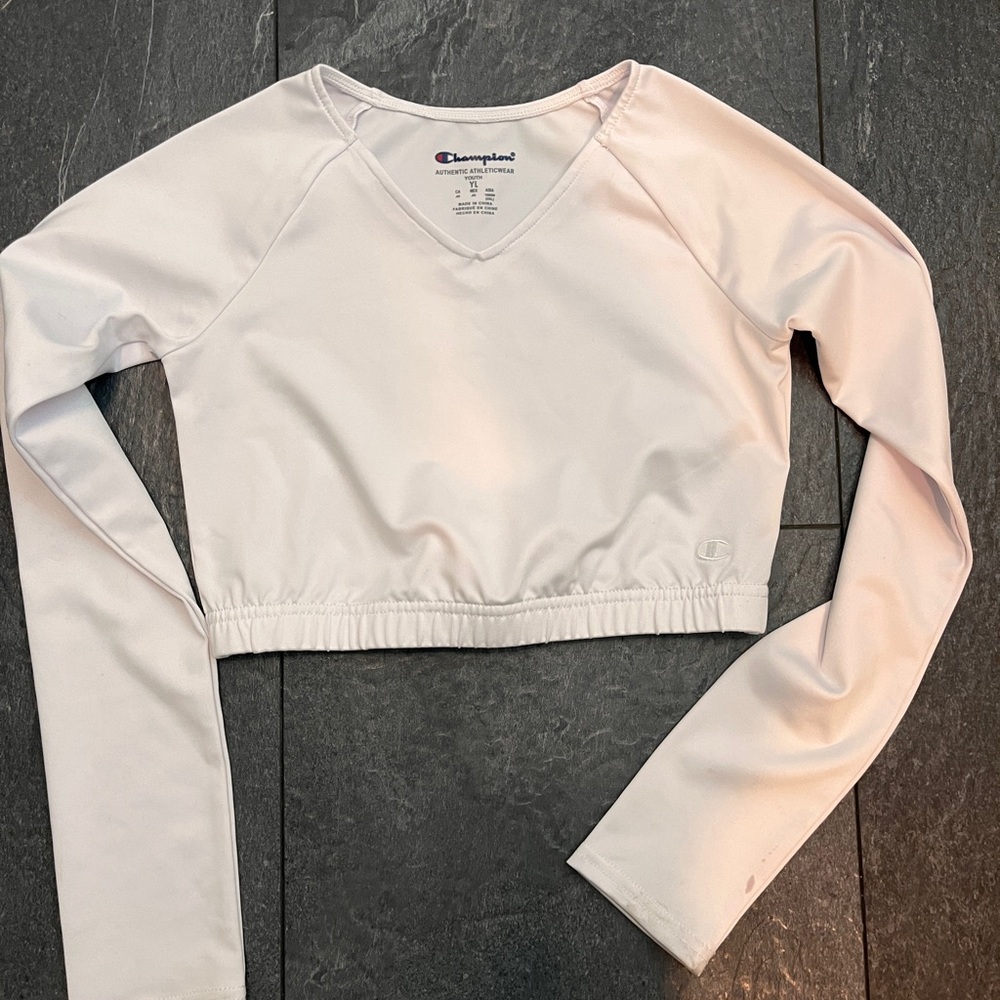 Champion White Long Sleeve cheer undershirt